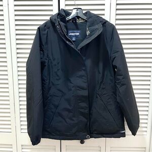 Lands' End Navy Winter Insulated Fleece-Lined Coat Jacket with Hood